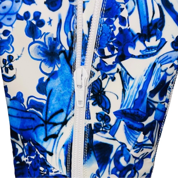 DRIES VAN NOTEN Blue White Fine China Unisex Patent Leather Boots 42 - Picture 5 of 5